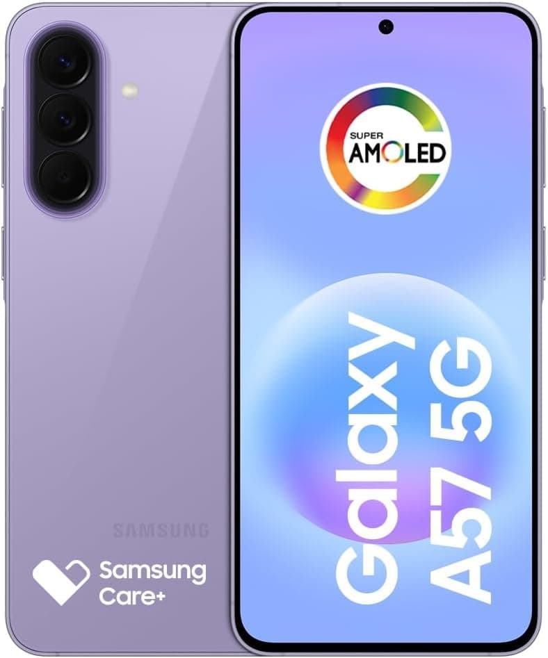 Celular Samsung Galaxy A57 5G 128GB, 8GB RAM, Câmera Tripla de até 50MP OIS, Selfie de 12MP Video HDR, IP68, Tela Super AMOLED 6.7", NFC, Recursos AI, Até 6 Atualizações de Android e Segurança (Lilás)