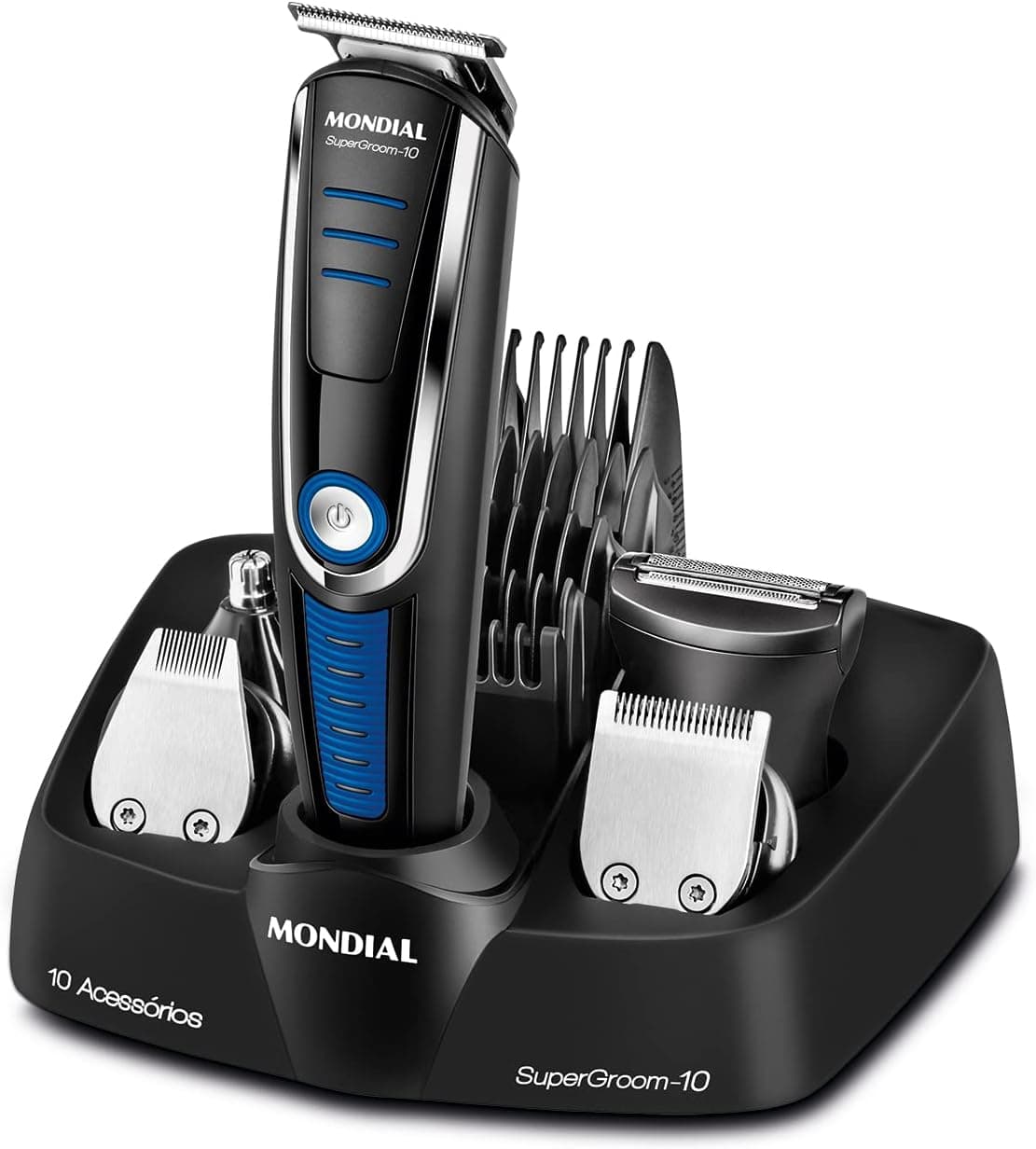 Aparador de Pelos Super Groom 10, Mondial, Preto/Azul, 6W, Bivolt - BG-03