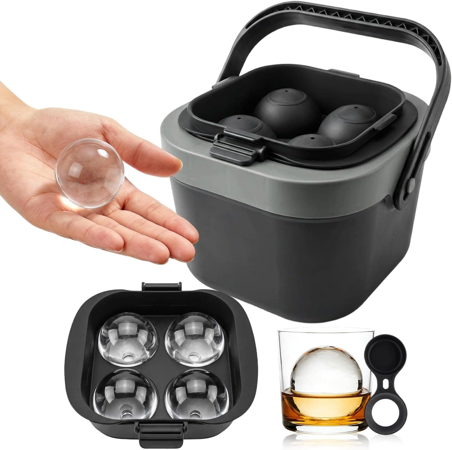 Forma e Bandejas de Gelo, Forma de Gelo Silicone, Forma Gelo Grande, Maquina de Gelo, com Tampa, pare Whisky