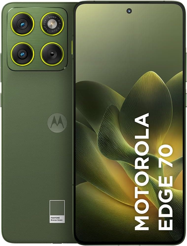 Smartphone Motorola Edge 70 5G - 512GB 24GB (12GB RAM + 12GB RAM Boost), Ultrafino, 3 cameras 50MP, Tela 1.5K extreme Amoled 120hz - Bronze Green