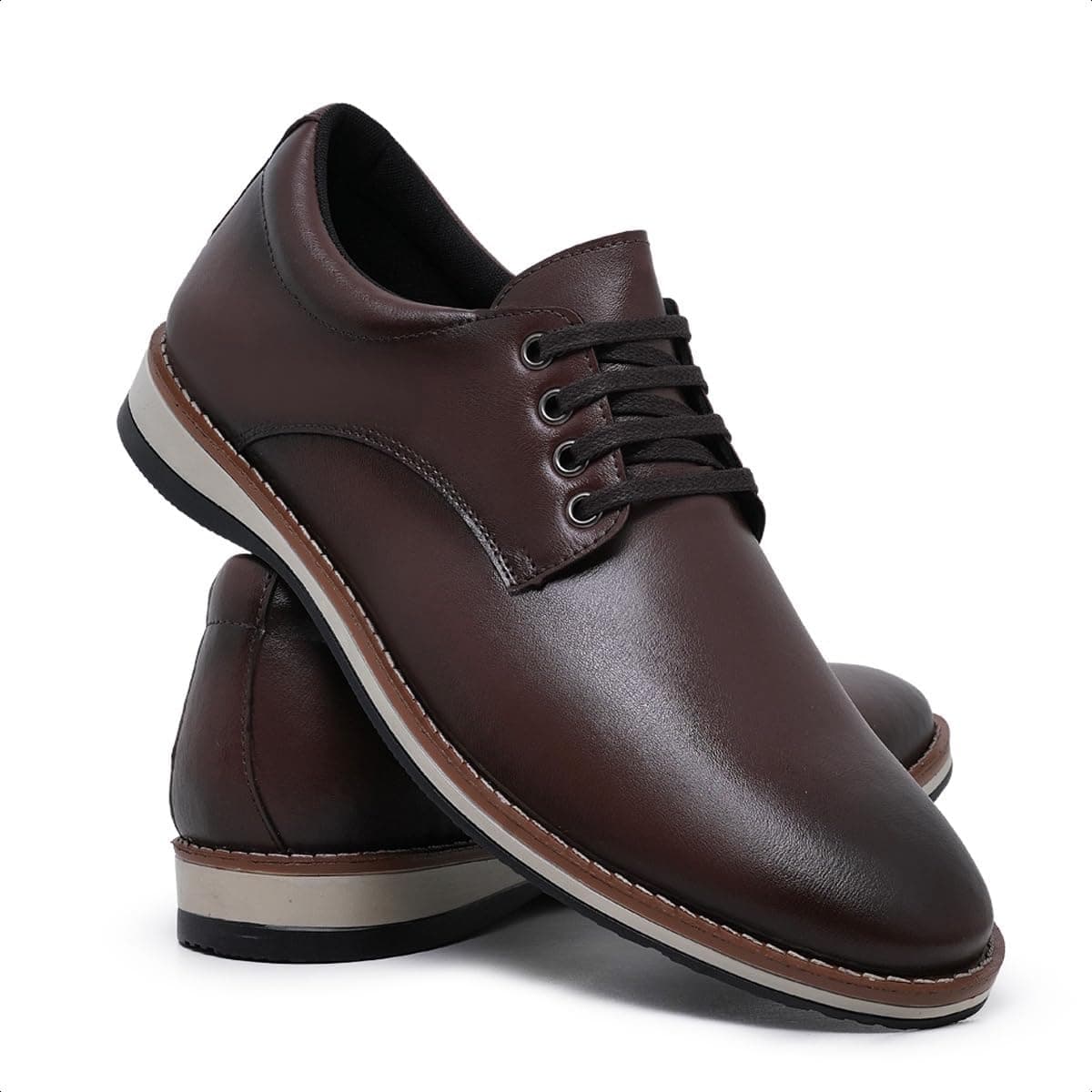 Sapato Oxford Derby Masculino Modelo Casual Sofisticado Solado Confortável (40, Chocolate)