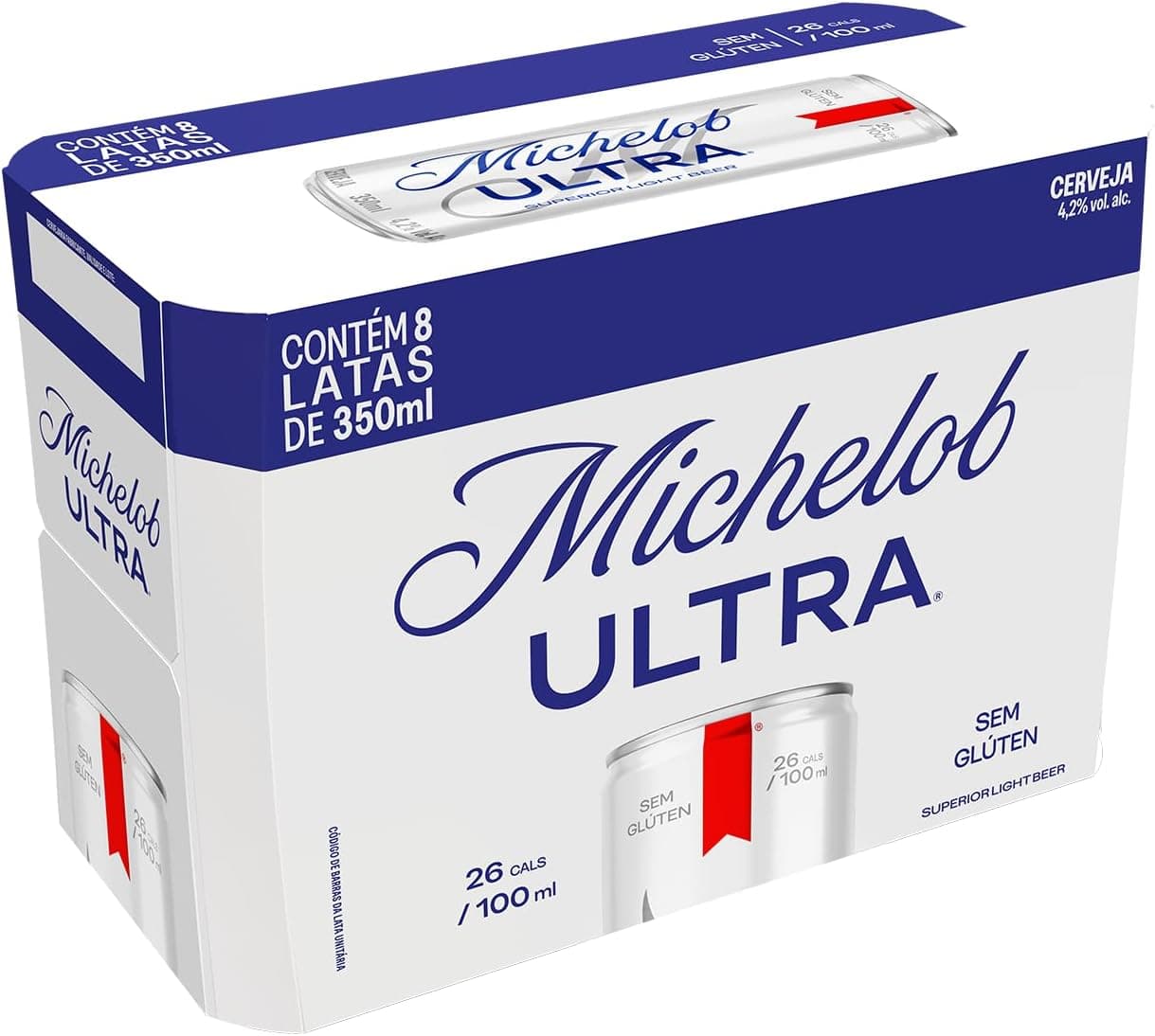 Cerveja Michelob Ultra, Lata 350ml, Pack com 8 unidades
