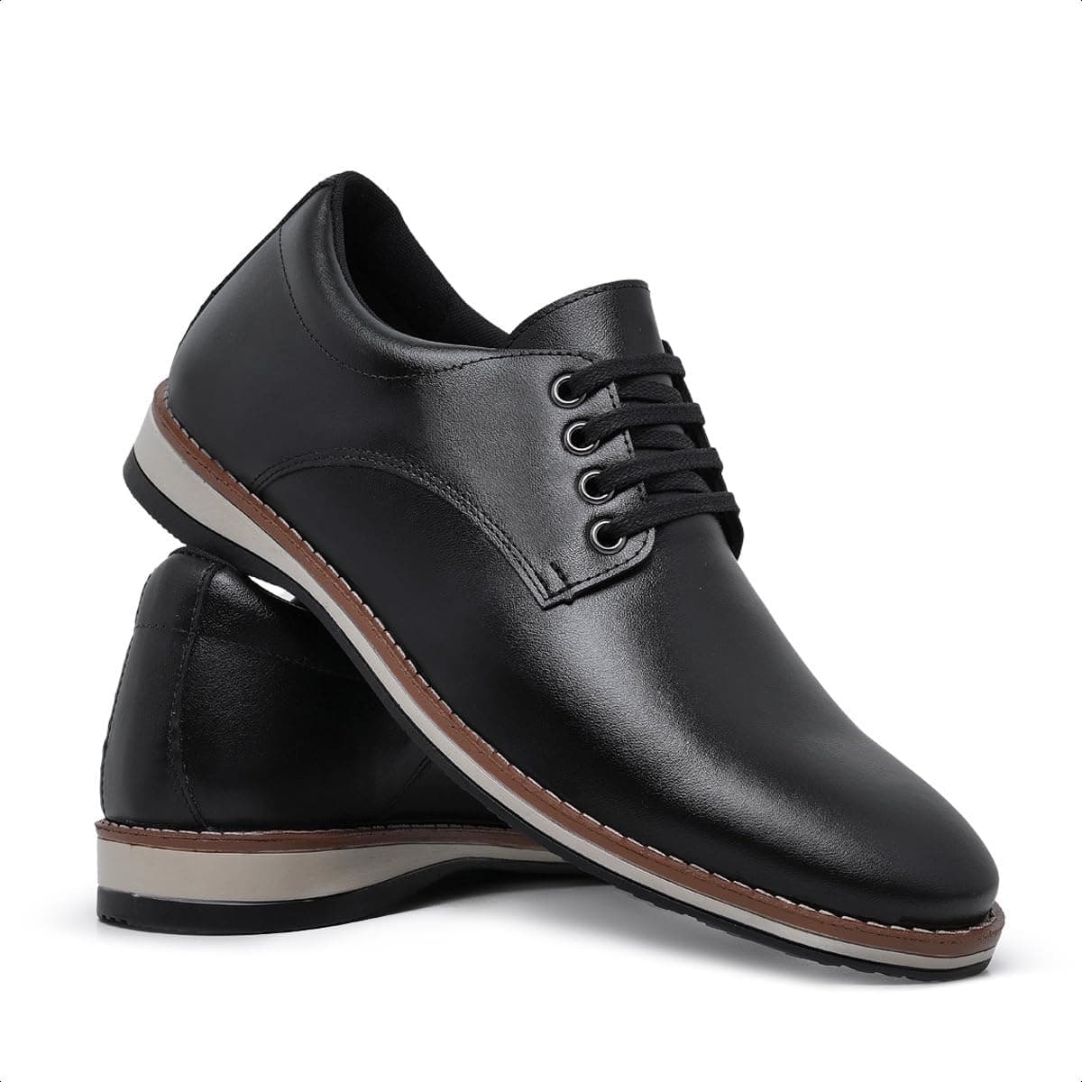 Sapato Oxford Derby Masculino Modelo Casual Sofisticado Solado Confortável (42, Preto)