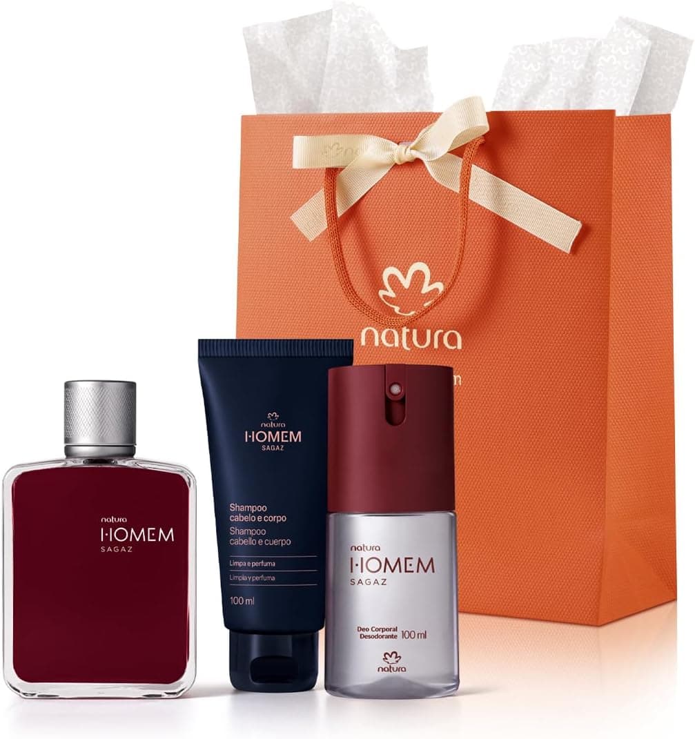 Presente Natura Homem Sagaz Deo Parfum, Deo Corporal e Shampoo de cabelo e corpo