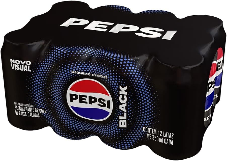 Refrigerante Zero Pepsi, Black, Lata 350ml, Pack com 12 unidades