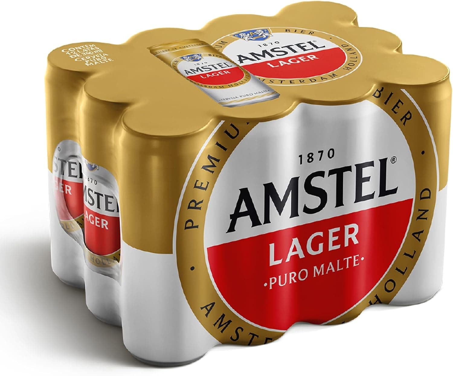 Amstel Cerveja Lager Puro Malte, Lata 350ml, Pack 12 Unidades
