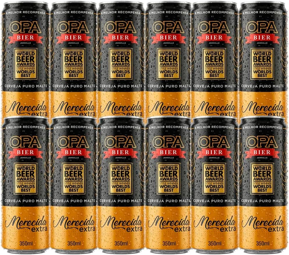 Pack 12 unidades Cerveja Puro Malte Merecida Extra teor 5% 350ml Premiada no World Beer Awards 2025 (melhor cerveja Pilsen do mundo no estilo Czech Style Pale)