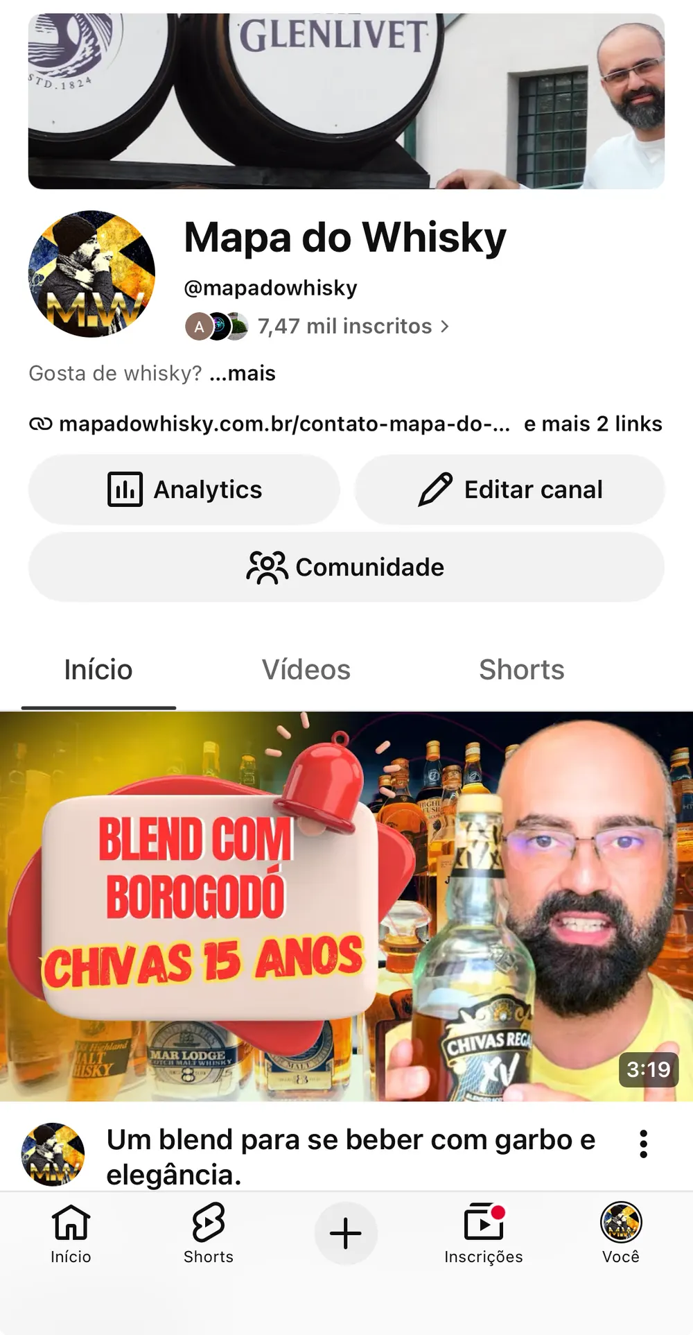 Canal do Mapa do Whisky no YouTube